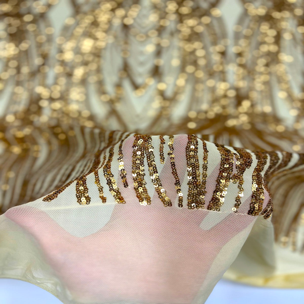 Selena Wave Stretch Sequins Fabric | Spandex Palace