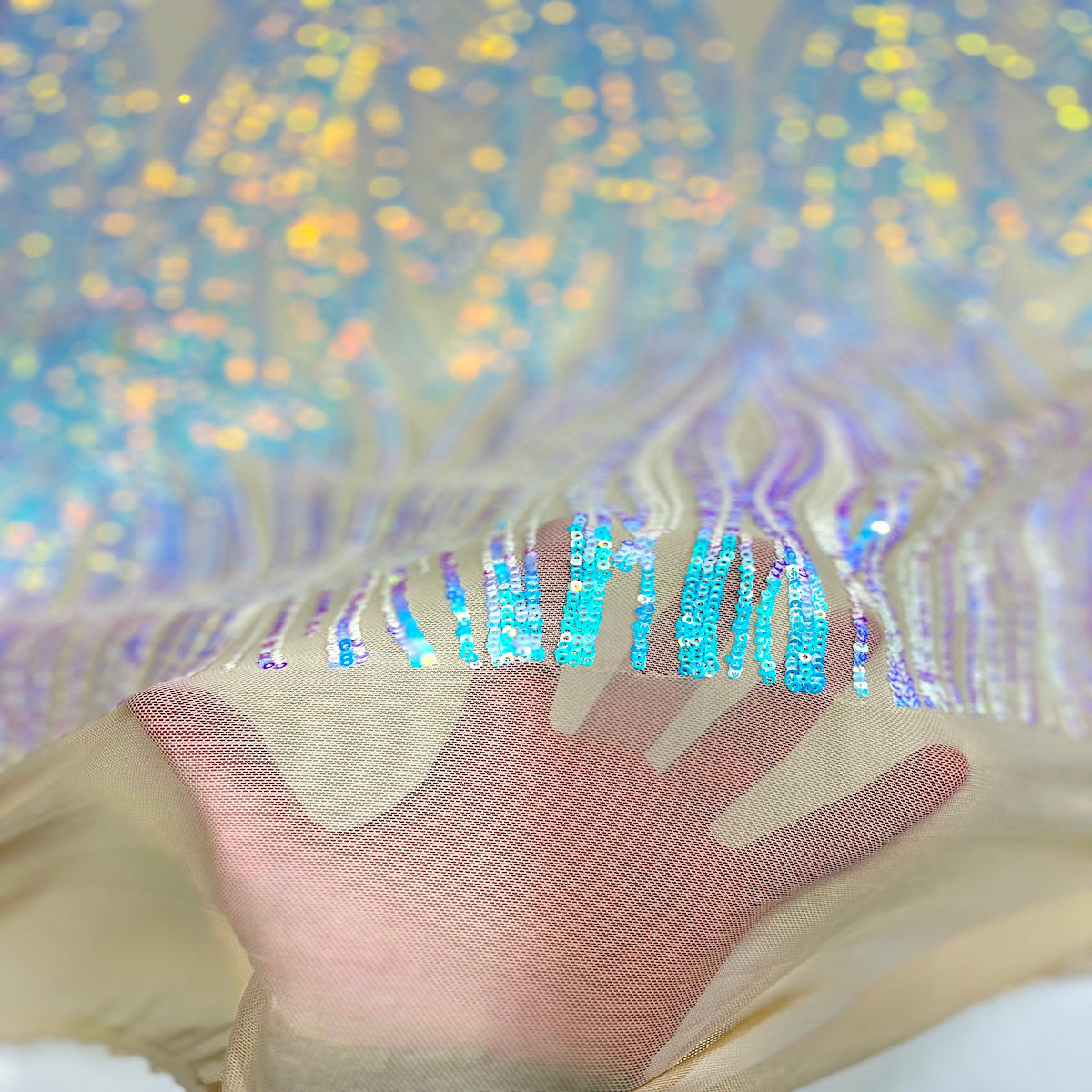 Selena Wave Stretch Sequins Fabric | Spandex Palace