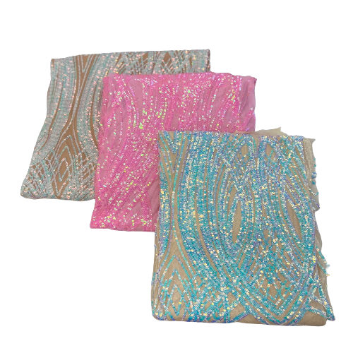 Selena Wave Stretch Sequins Fabric | Spandex Palace