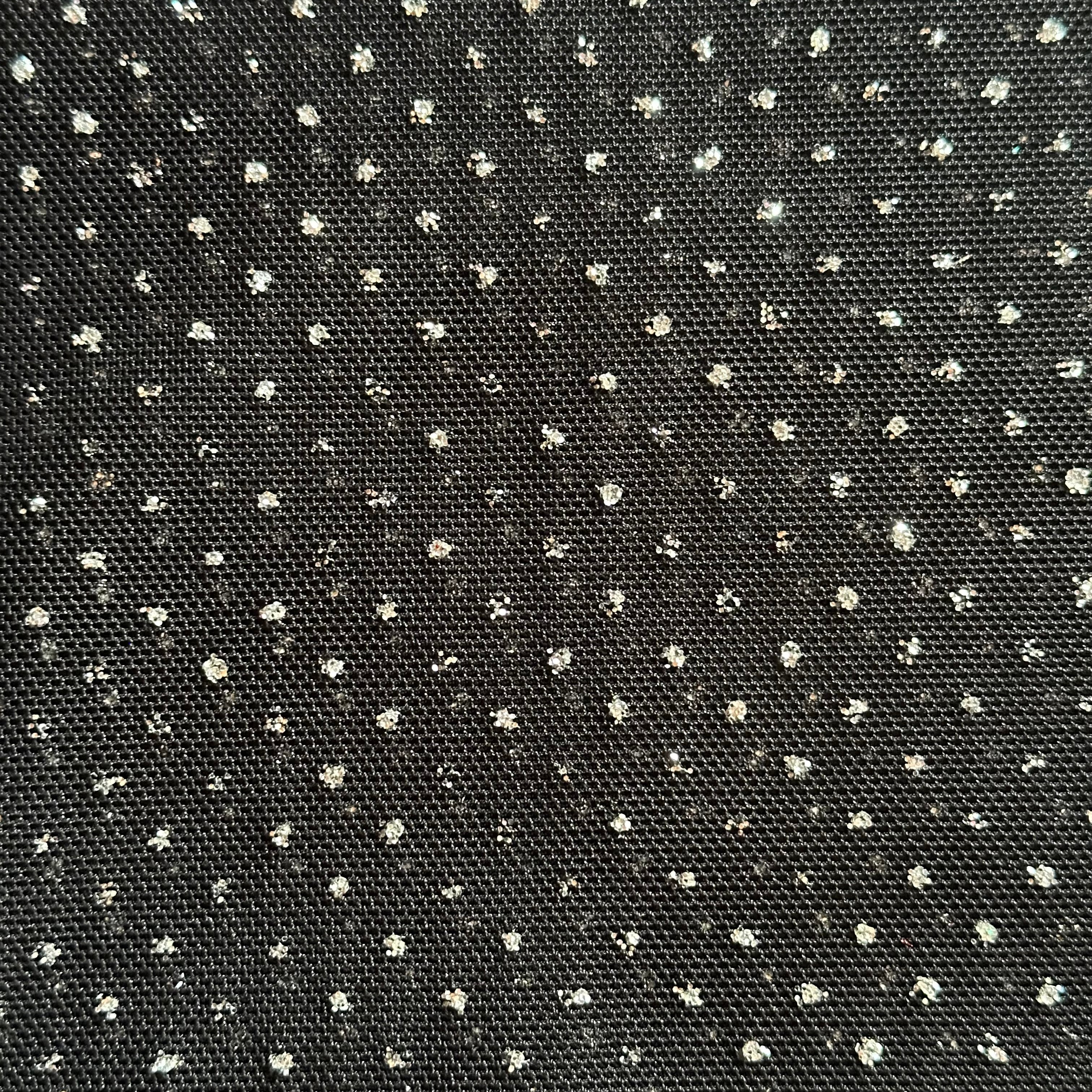 Sparkling Black Nylon Spandex Glitter Power Mesh | Spandex Palace Black Silver
