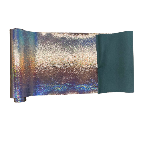 Crushed Distressed Foil Chrome Mirror Reflective Vinyl Fabric