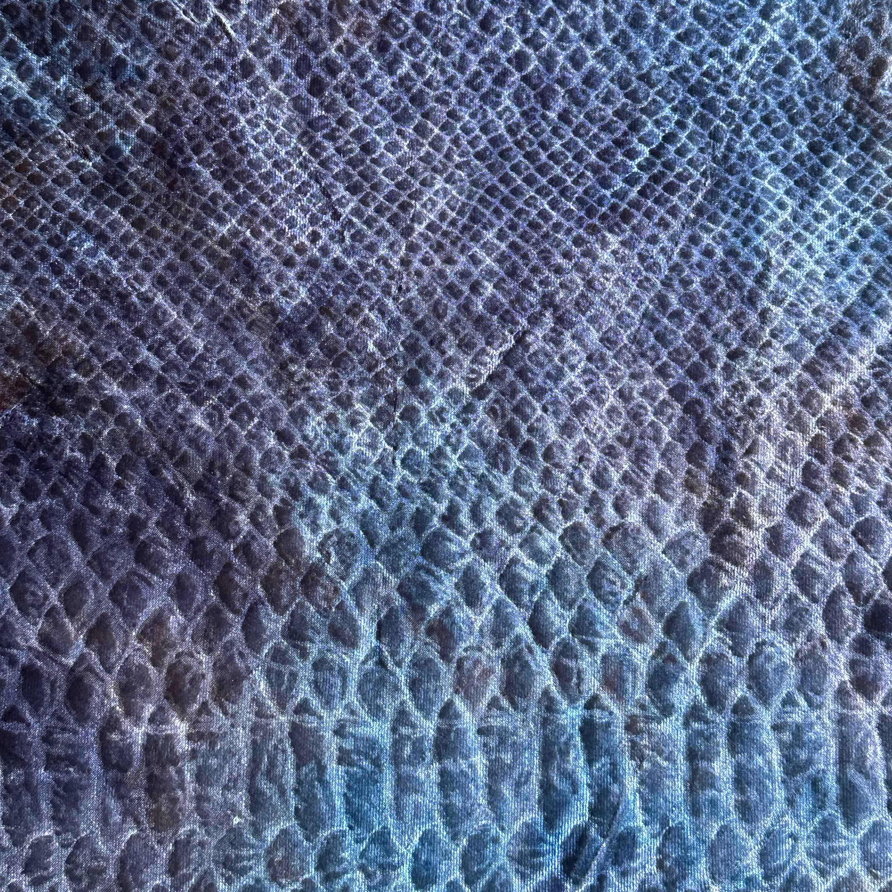 4 Way Stretch Polyester Spandex 3 D Medusa Velvet Foiled | Spandex Palace Royal Navy