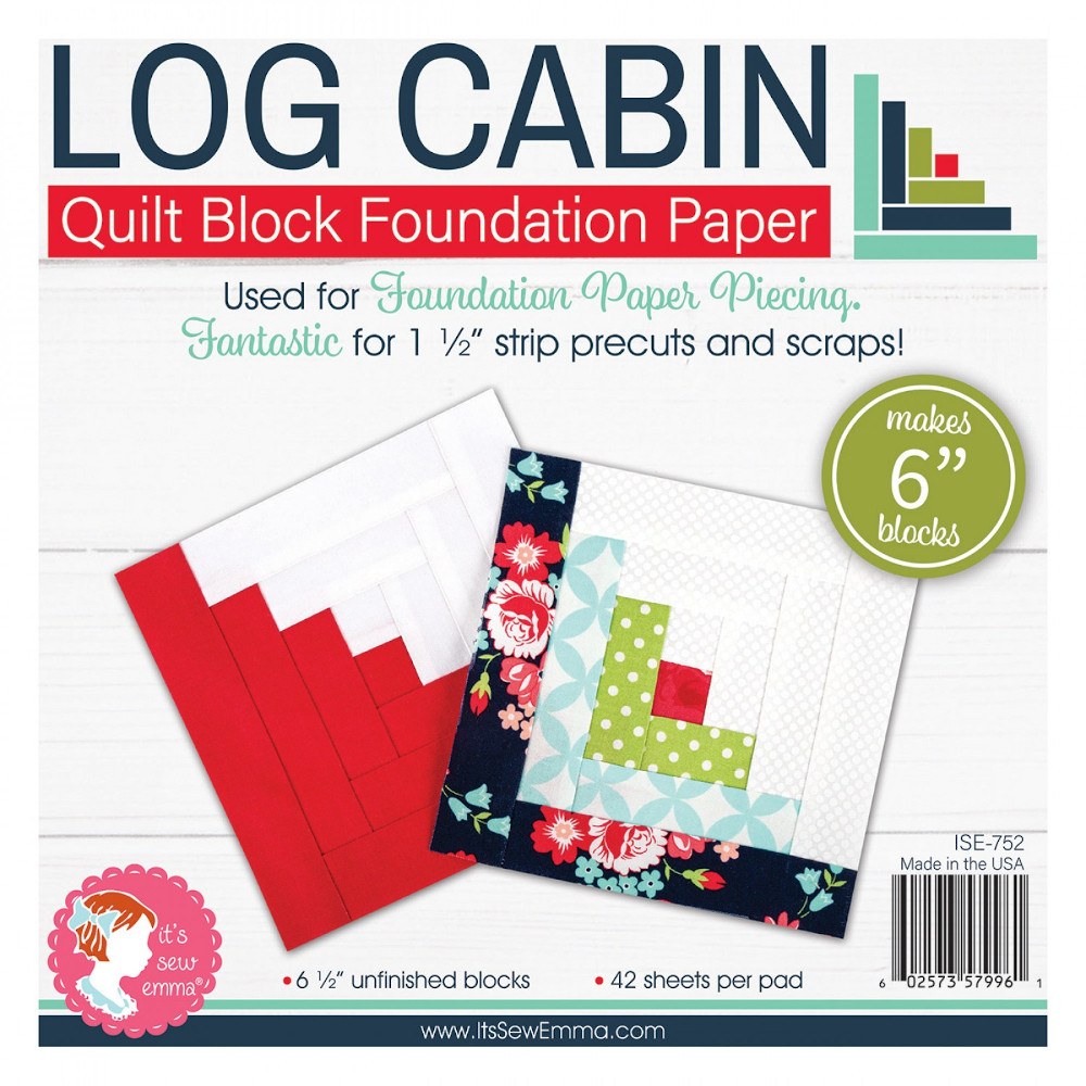 6" Log Cabin Quilt Block Foundation Paper