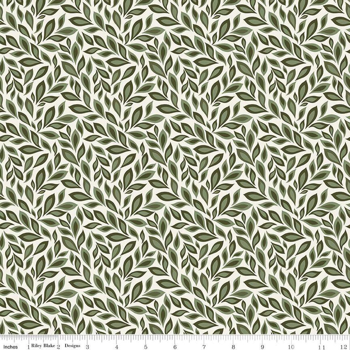 Juju's Petals Leaves Cream Cotton 43"/44" Fabric Per Yard