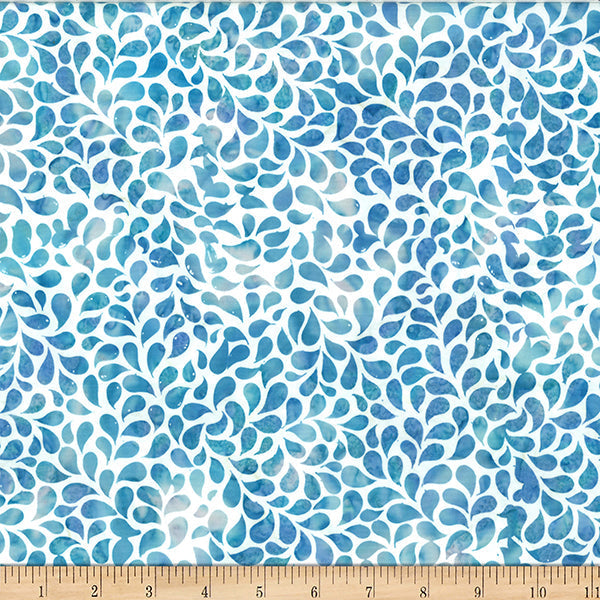 Lagoon Bali Batik Droplets Cotton 44"/45" Fabric Per Yard