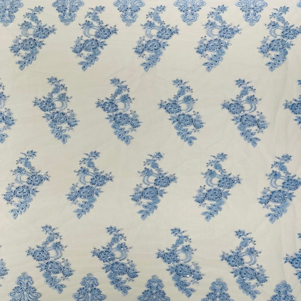 Helena Floral Beaded Lace Fabric