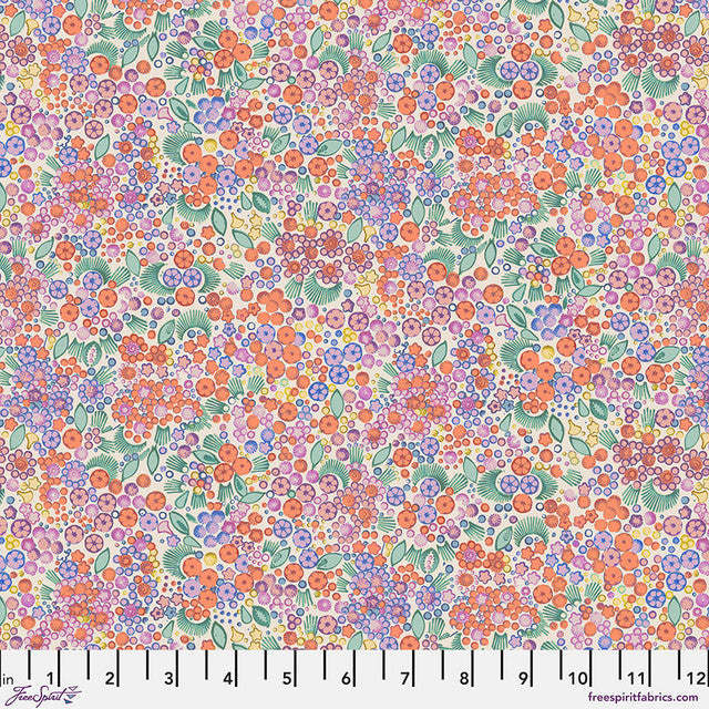 Little Meadow Coral Flourish And Bloom 44"/45" Cotton Fabric Per Yard