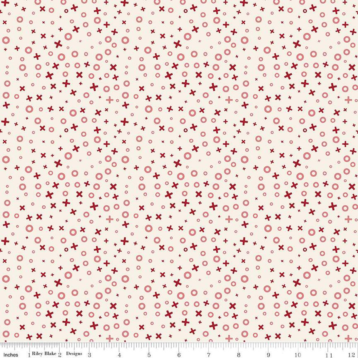 Love You Always XOs Cream Cotton 43"/44" Fabric Per Yard