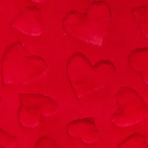 Luxe Cuddle Hearts Scarlet Fabric per yard