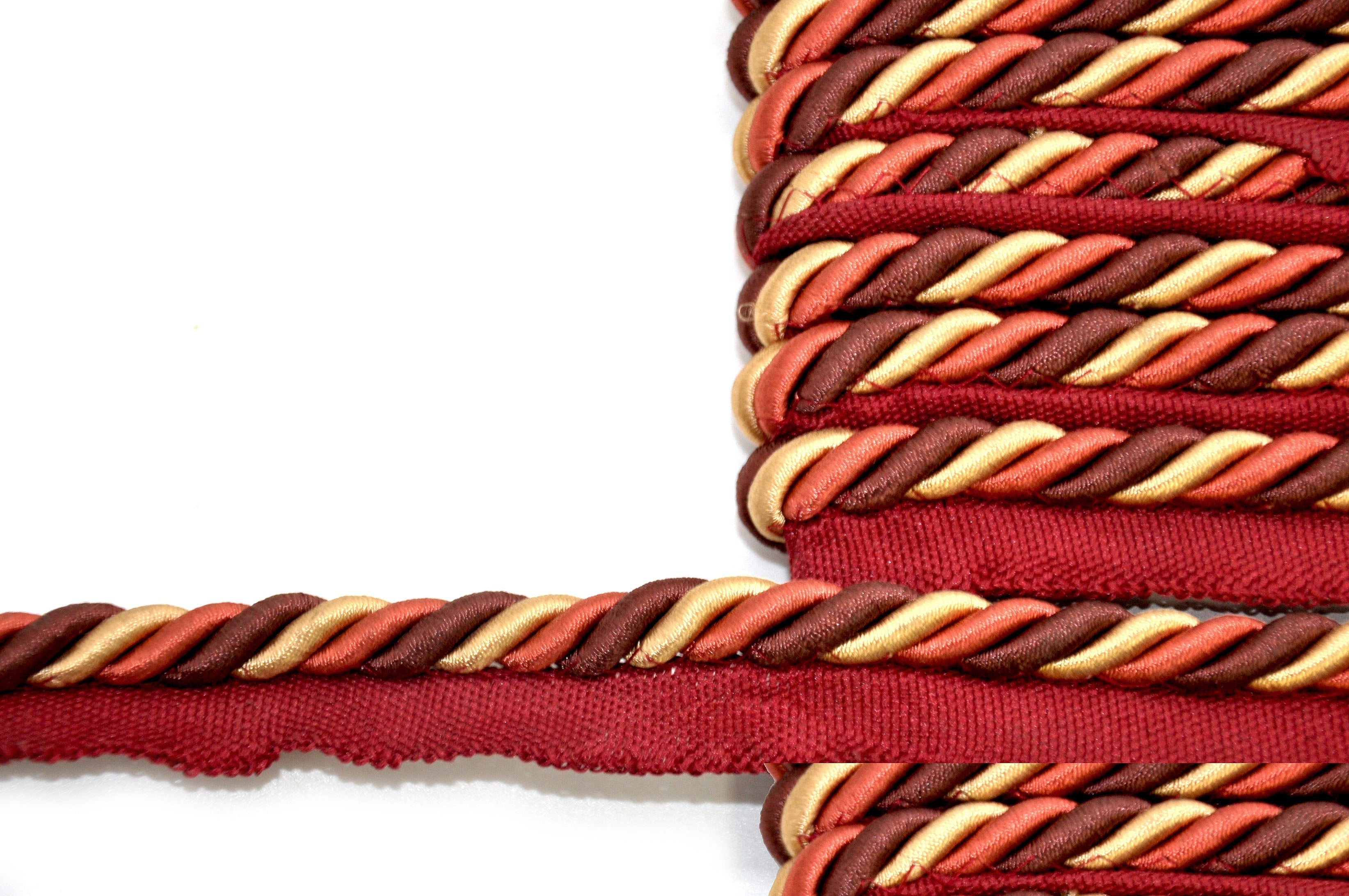 Milante Collection - 3/8" CORD WITH LIP (50 Yard Roll) - BC-1023-06/18 Rust, Gold and Brown