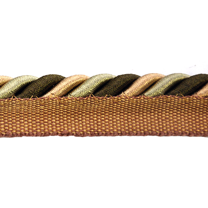 Milante Collection - 3/8" CORD WITH LIP (50 Yard Roll) - BC-1023-10/25 Green, Gold and Brown
