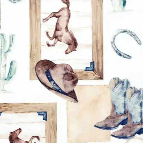 Multi Natural Old West Digital Cuddle Fabric per yard