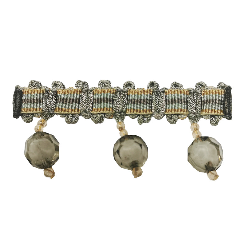 Mystique Collection - 2" length BEADED FRINGE (25 Yard Roll) - BF-4028-82/23 Teal and Taupe