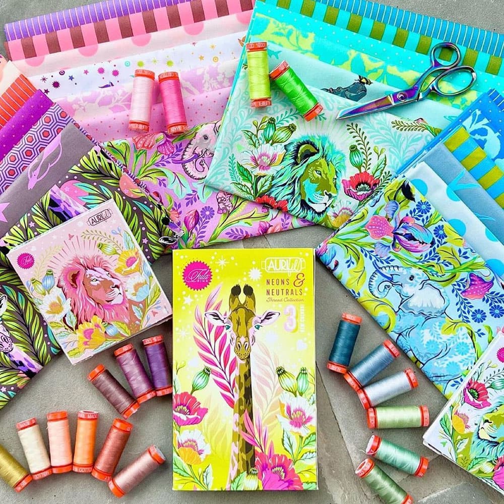Tula Pink Aurifil Neons & Neutrals 20 Spool Thread Kit