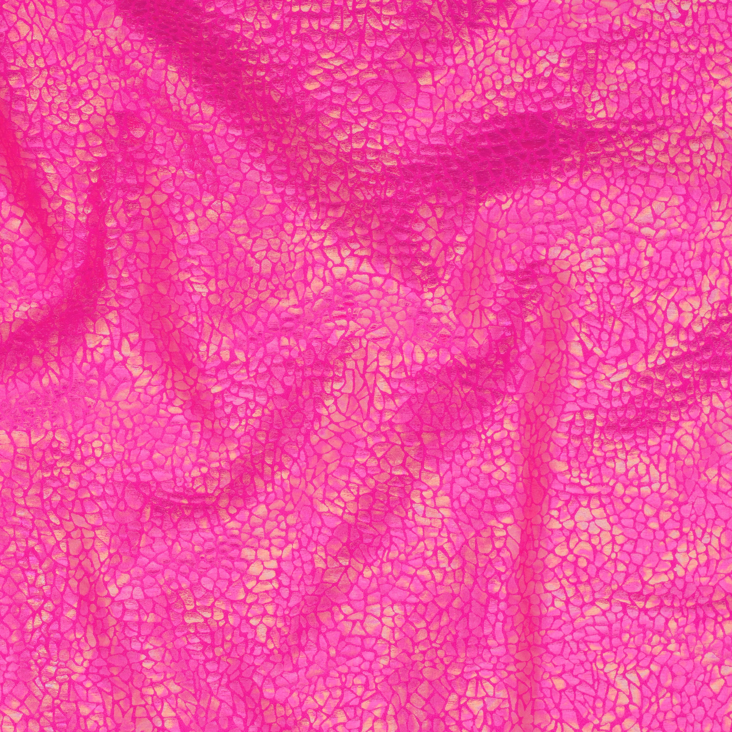 Alligator print Hologram 4 Way Stretch Nylon Spandex Fabric | Spandex Palace Hot Pink Illusion