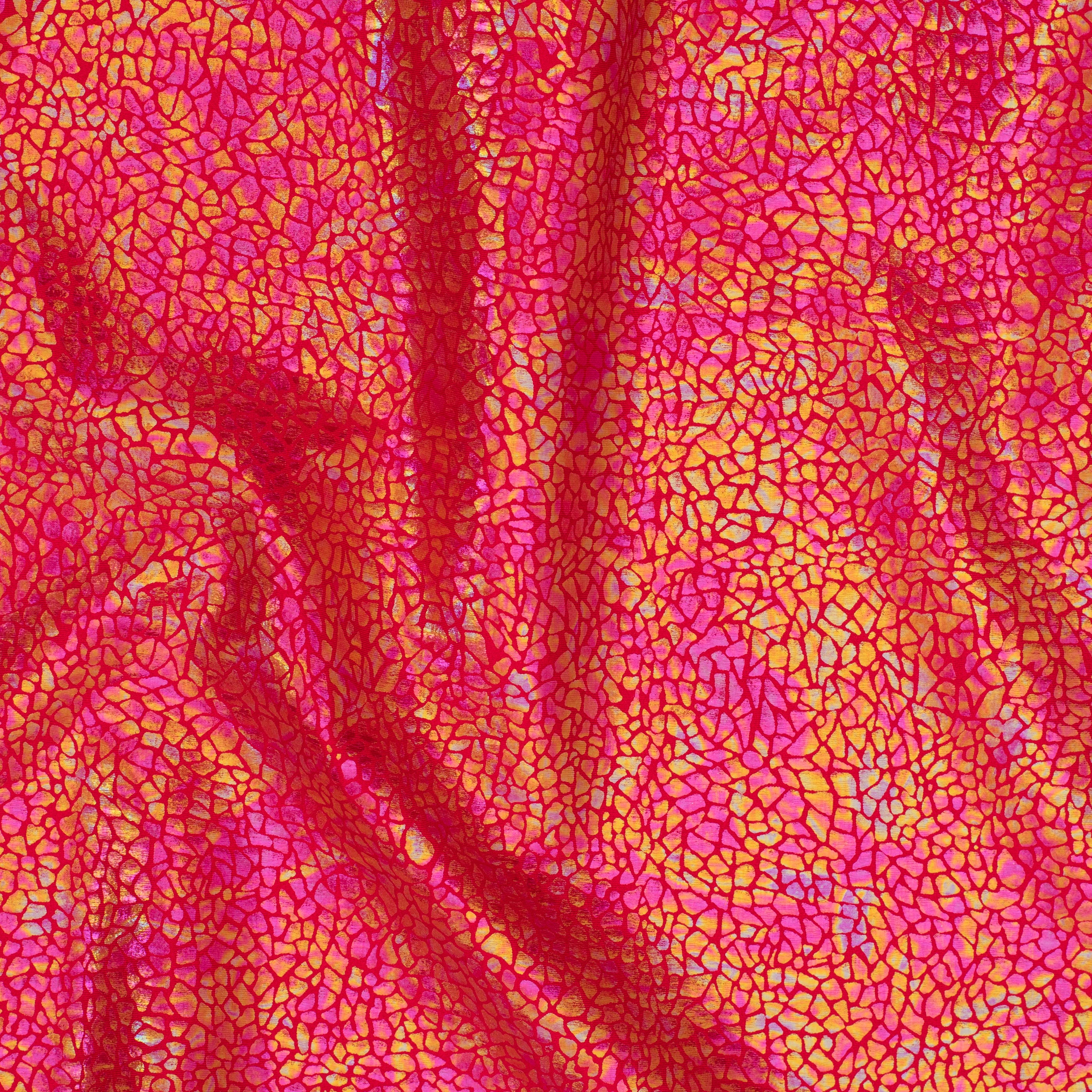 Alligator print Hologram 4 Way Stretch Nylon Spandex Fabric | Spandex Palace Red illusion