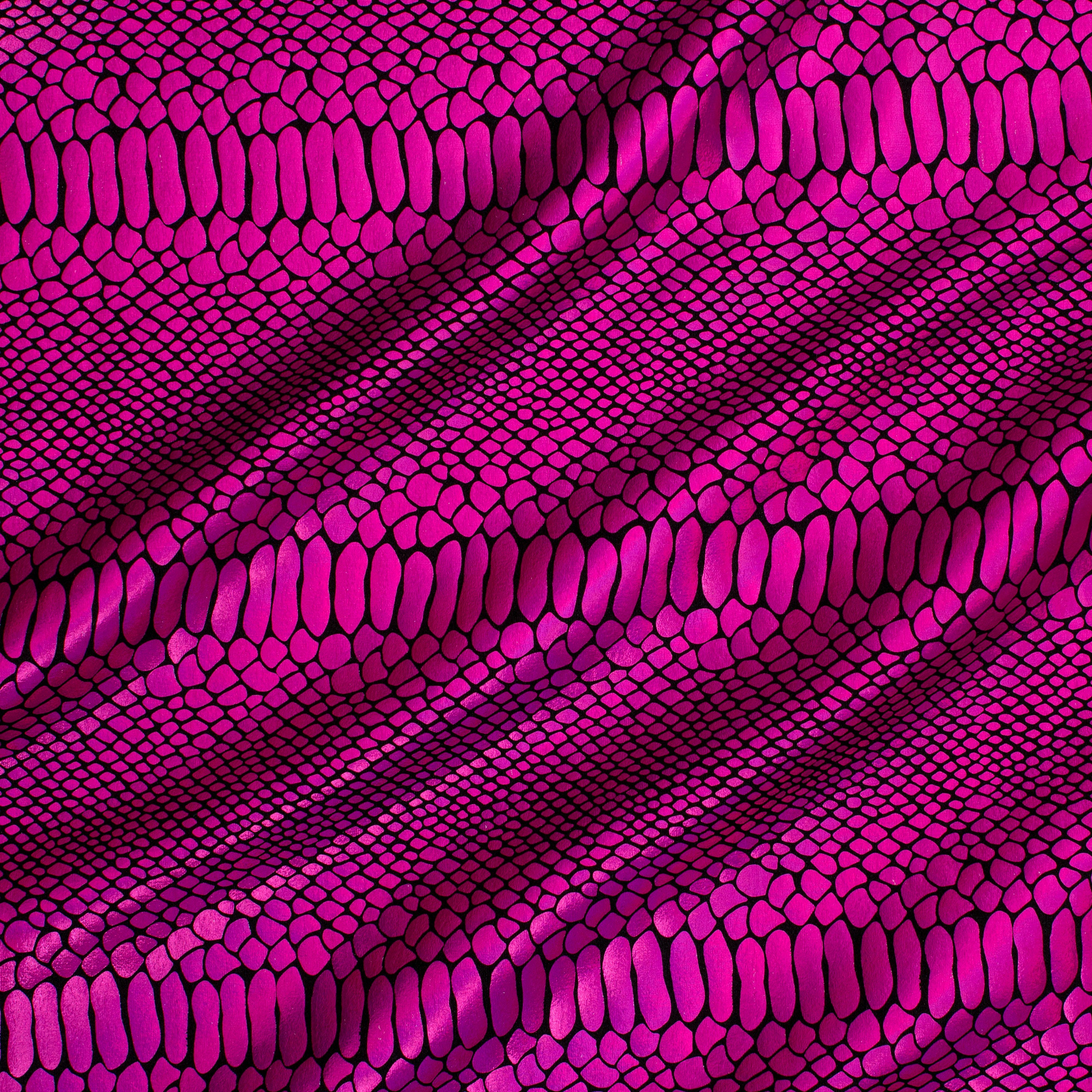 Fever Snake Foil Stretch Nylon Spandex Fabric | Spandex Palace Black Fuchsia