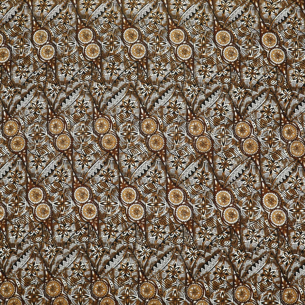 Traditional Polynesian Fijian Print Fabric | Cotton Light Barkcloth | Spandex Palace