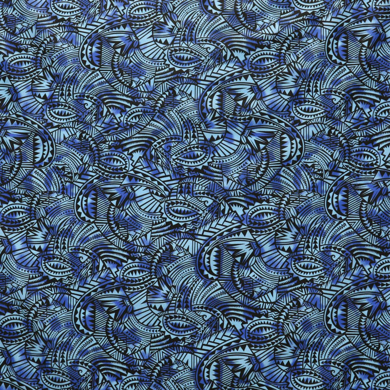 Traditional Polynesia Tattoo All Over Fan design Fabric | Poly Cotton | Spandex Palace