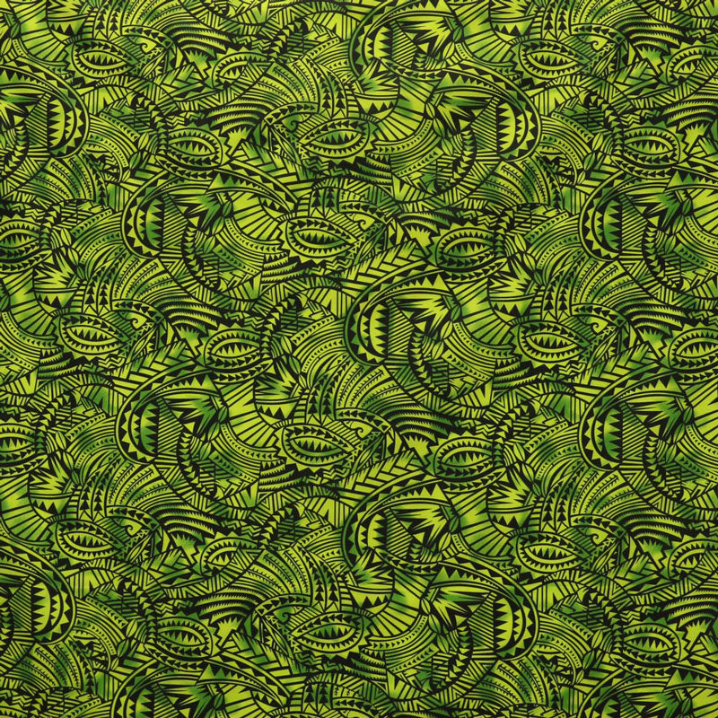 Traditional Polynesia Tattoo All Over Fan design Fabric | Poly Cotton | Spandex Palace