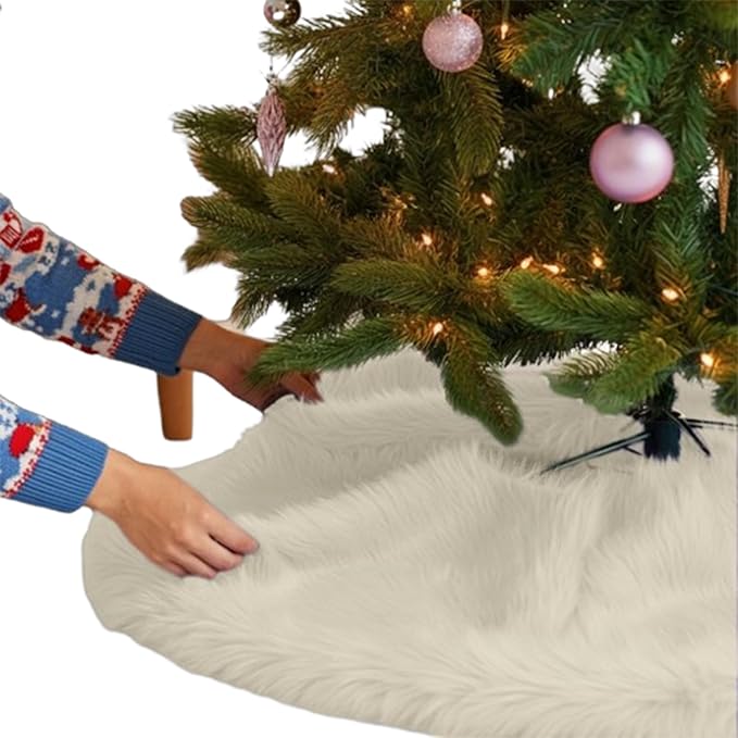 Premium Faux Fur Christmas Tree Skirt - 48 Inch | Luxurious Decoration