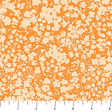 Orange Fields Flourish Cotton 44"/45" Fabric Per Yard