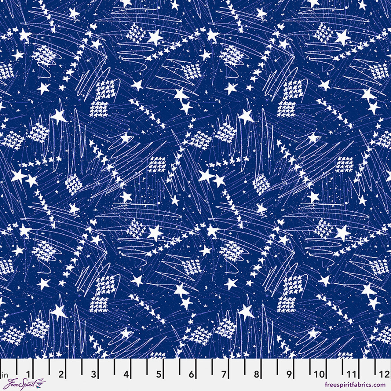 Stars in the Sky Small Blue Americana Cotton 44"/45" Fabric Per Yard