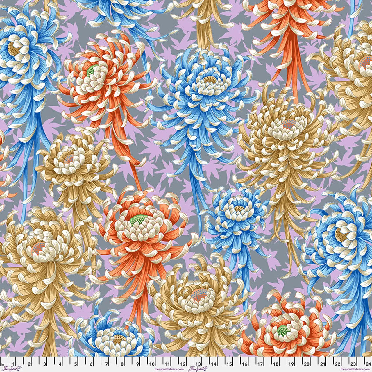 Pastel Spider Mums Cotton 44"/46" Fabric Per Yard