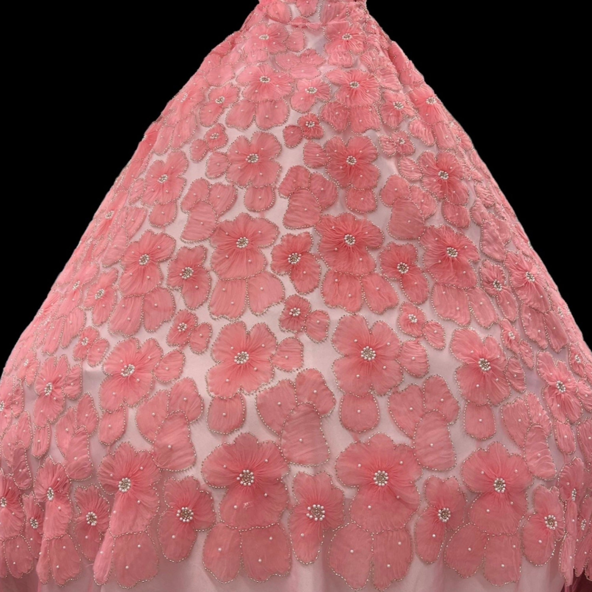 Beaded 3D Floral Lace Fabric for Bridal, Quinceañera & Dance Dresses | Lace USA - GD-216