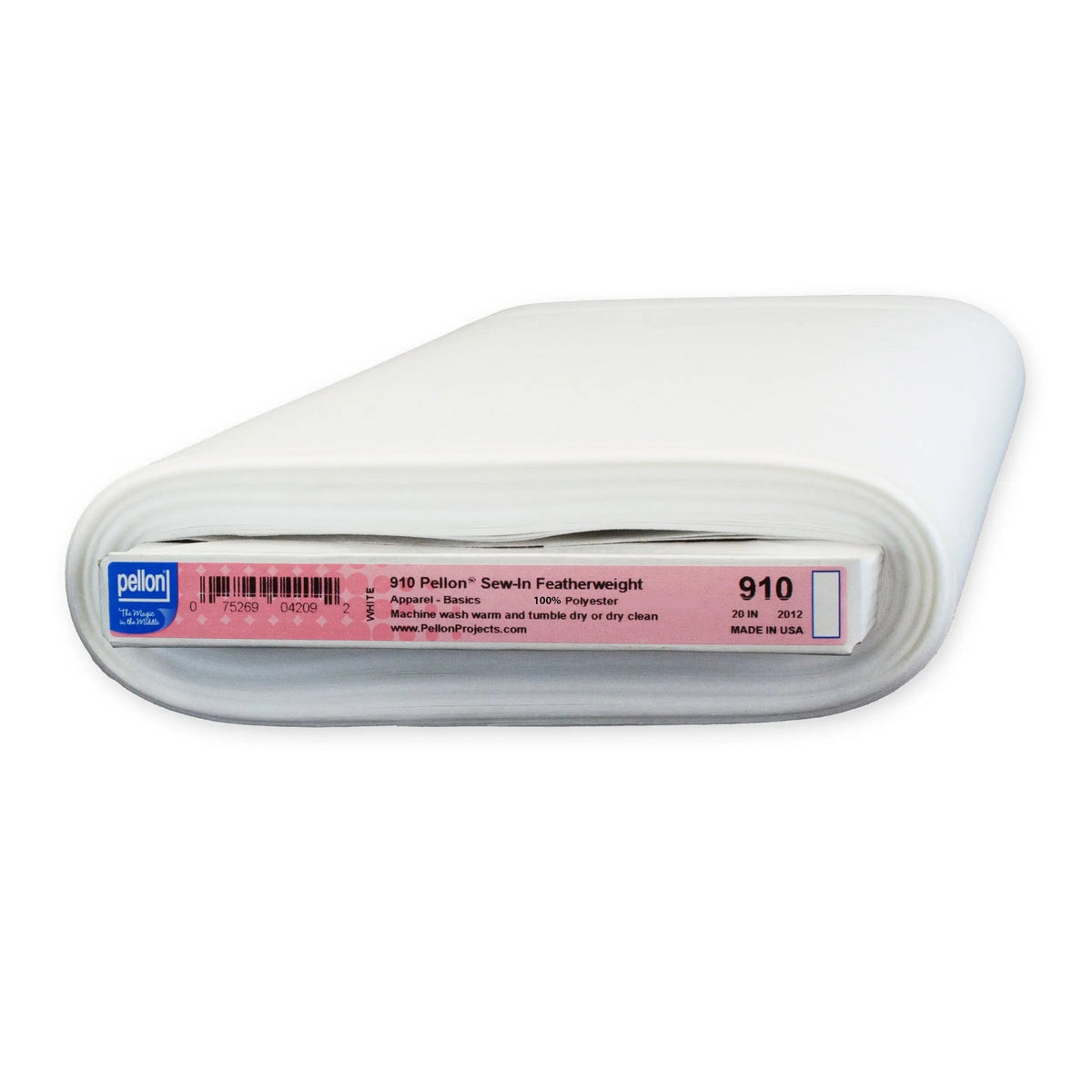 Pellon® 910 Sew-In Featherweight Interfacing 20" x 10 yards Bolt. Color: White.