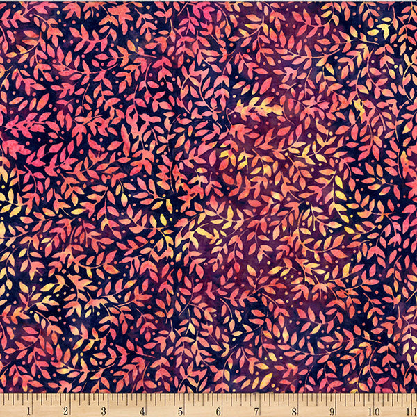 Persimmon Bali Batik Packed Leaves Cotton 44"/45" Fabric Per Yard