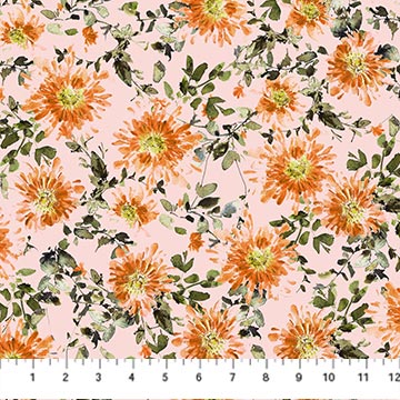 Pink Large Floral Flourish Cotton 44"/45" Fabric Per Yard