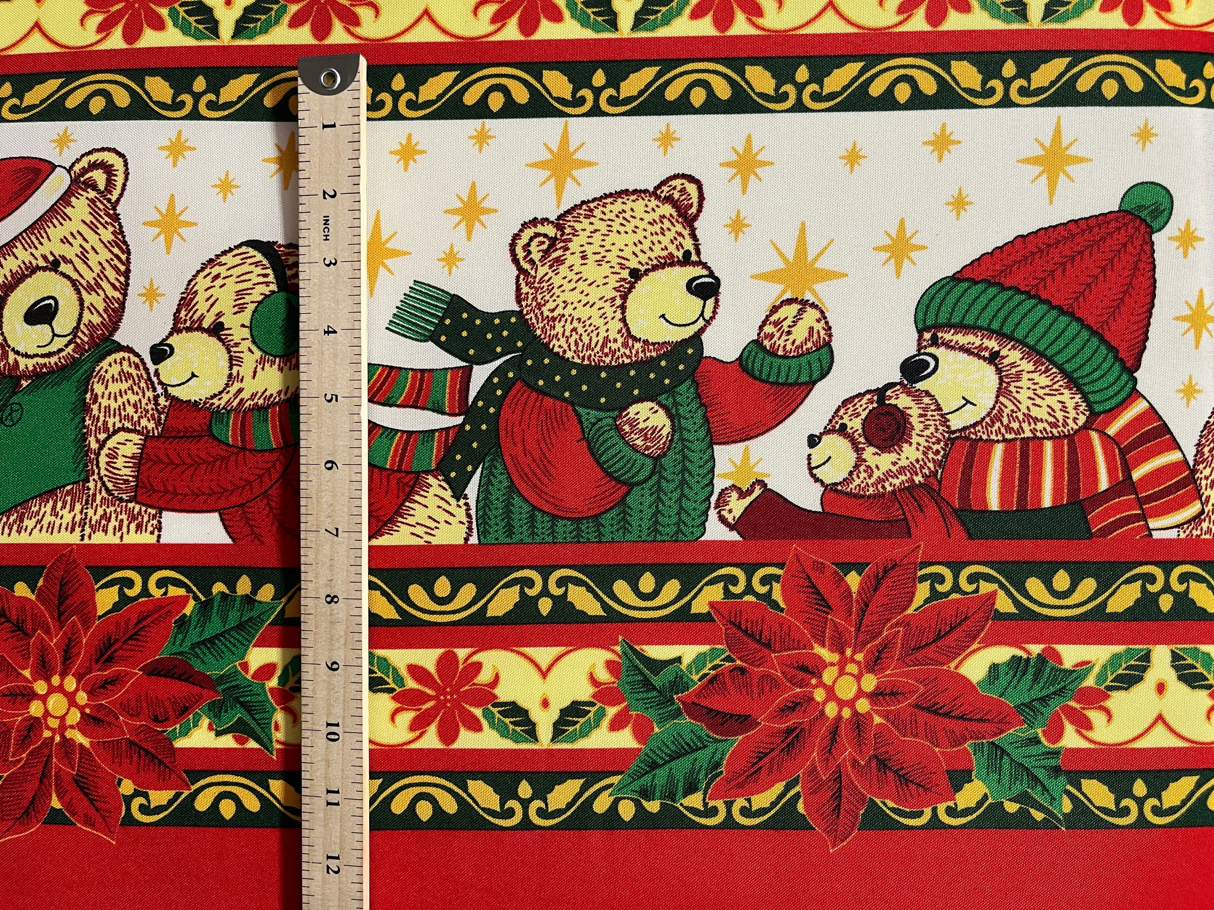 Poinsettia Bears Polyester Fabric | Islands Fabric
