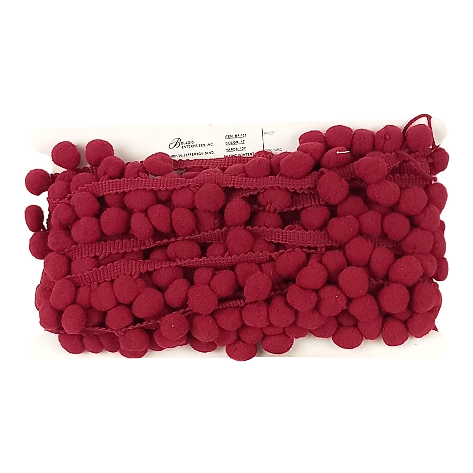 Pom Pom Collection - 5/8" width X 10-Yard Roll in Burgundy