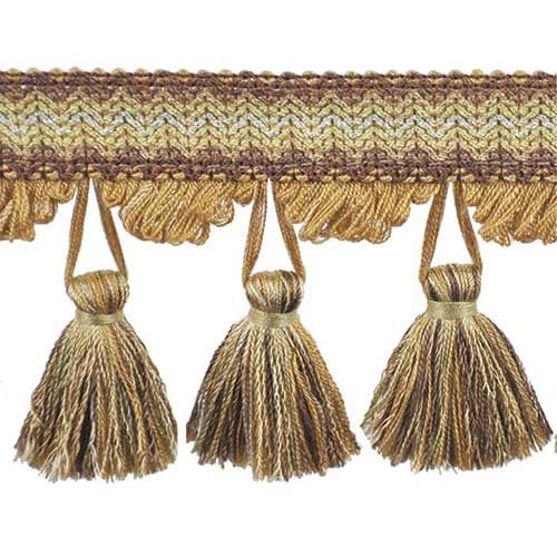 Pompeii Collection - 3 1/2" length TASSEL FRINGE (25 Yard Roll) - BF-4094-88/25 Rust and Olive Green