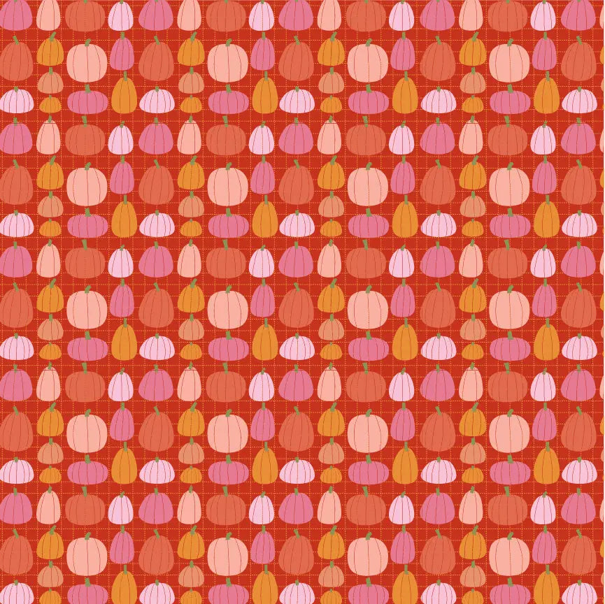 Pumpkin Patch Poppie Cotton Orange Pink 44"/45" Fabric Per Yard