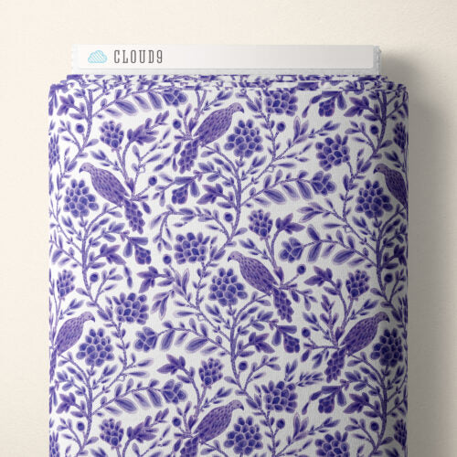 Purple Yolanda Birds and Branches Cotton 44”/45” Fabric Per Yard