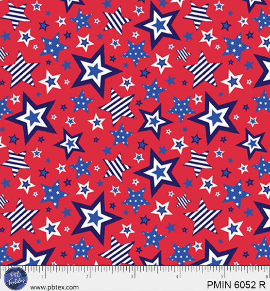 Red Patriotic Minis PMIN-6052-R Cotton 44/45 Fabric Per Yard