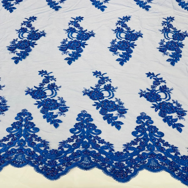 Helena Floral Beaded Lace Fabric