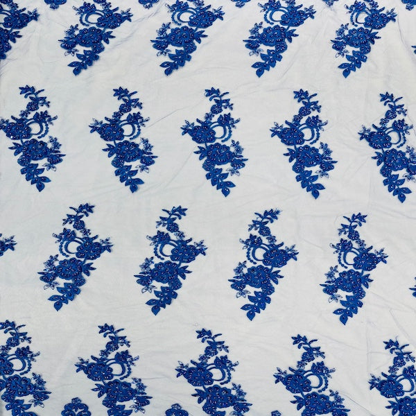 Helena Floral Beaded Lace Fabric