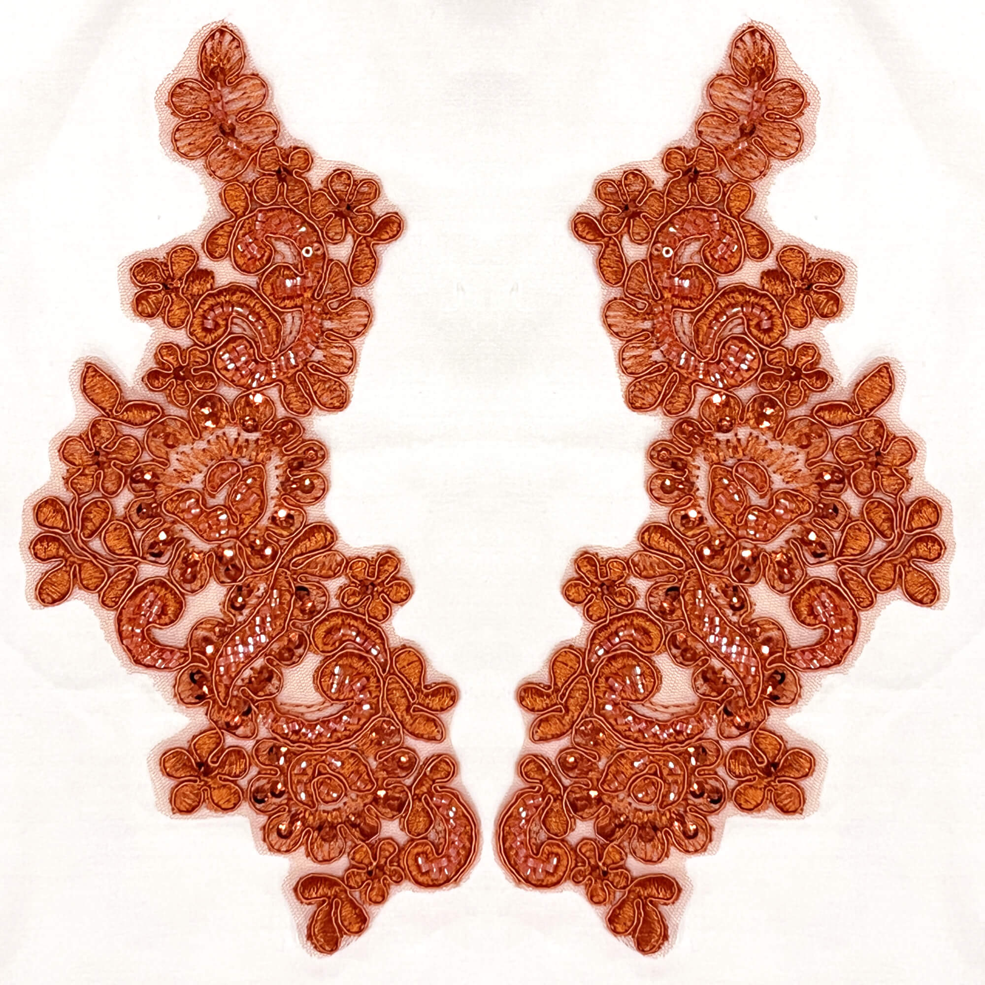 Beaded & Corded Floral Lace Applique Embroidered on 100% Polyester | Lace USA - KZ-25-HB