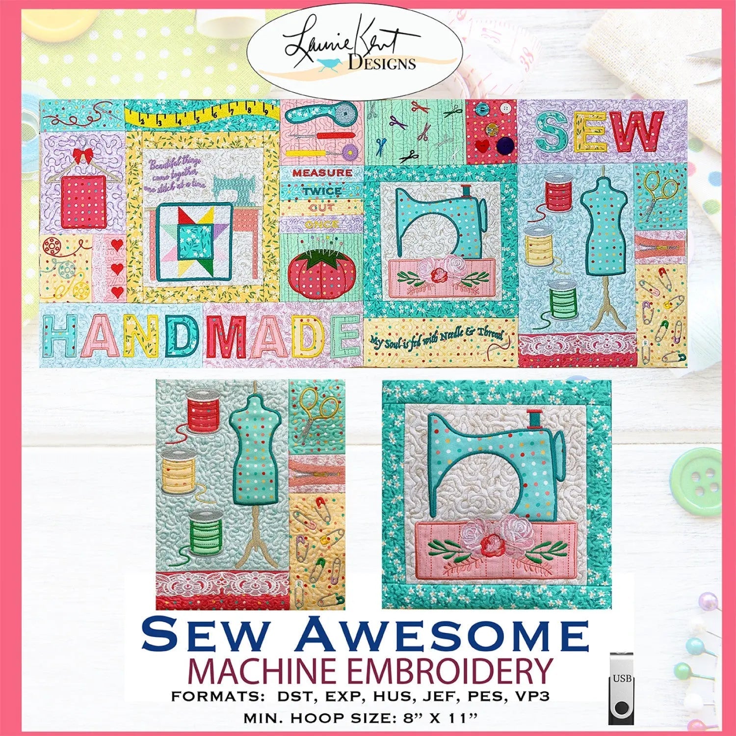 Sew Awesome Embroidery Pattern with USB