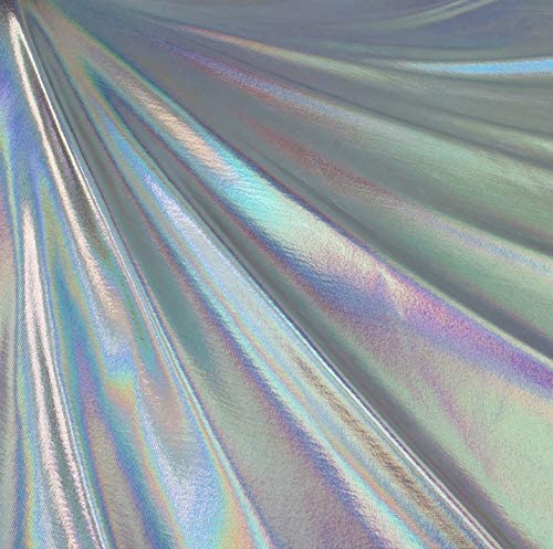 Hologram Metallic Foil Spandex Knit Fabric - Silver | 4 Way Stretch