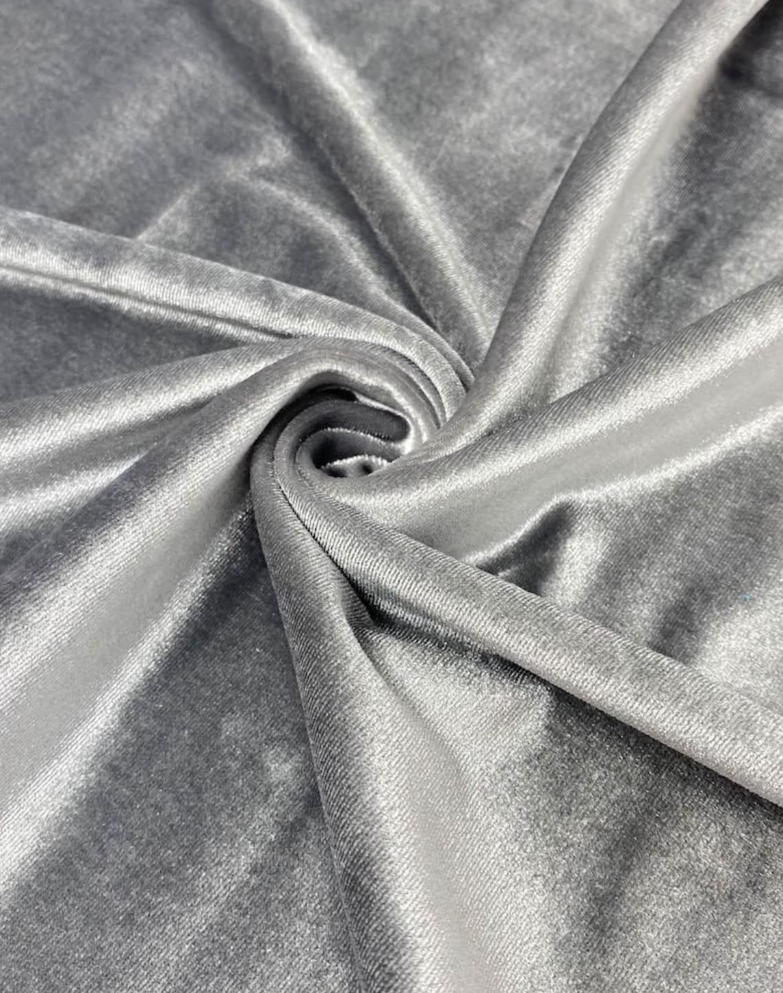 Stretch Velvet Fabric by the Yard – 58/60" Silver Grey | 280gsm