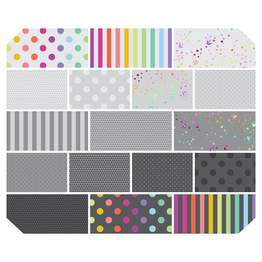 2025 Tula Pink True Colors - 2.5" Charm Pack Gray