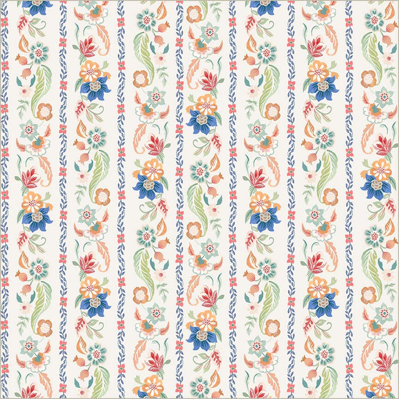 Tapestry Gilded Garland Ivory Cotton 43/44 Fabric Per Yard