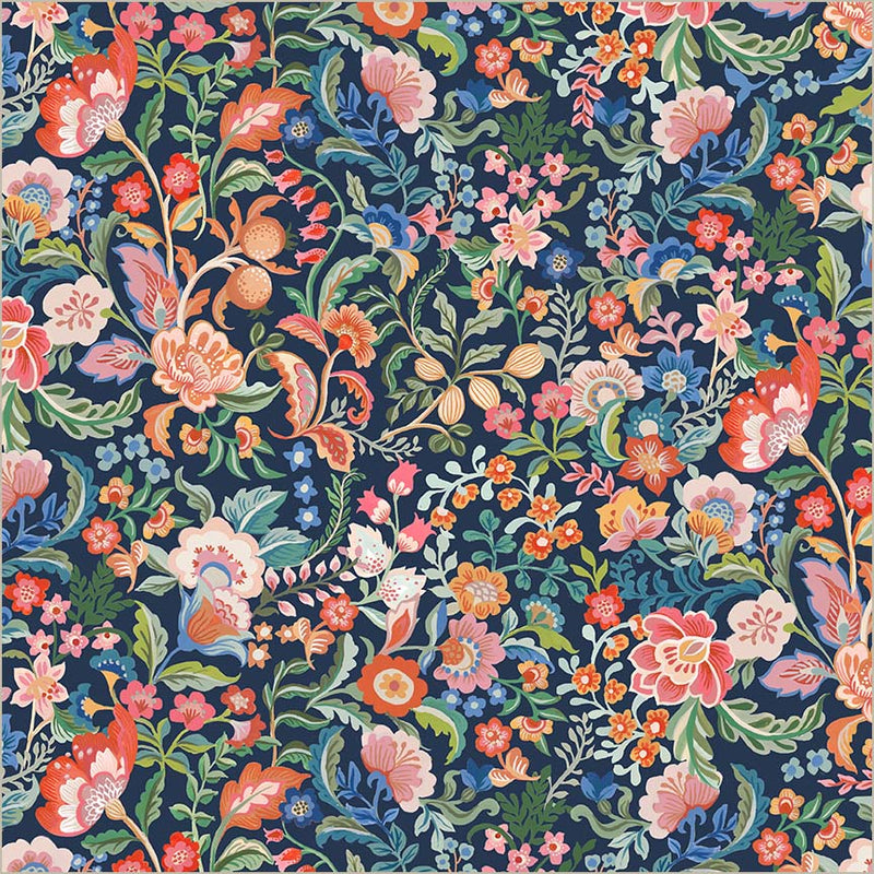 Tapestry Legacy Blooms Indigo Cotton 43/44 Fabric Per Yard