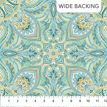 Teal/Multi Mandala Mariposa B28509-64 Wideback Cotton Fabric Per Yard