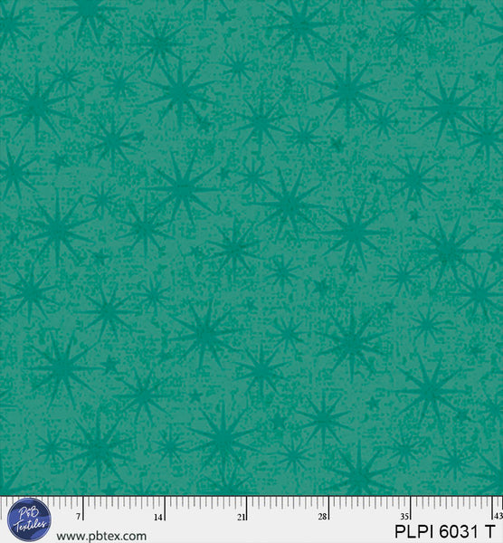 Teal Starburst Peace, Love, Pickleball Cotton 44/45 Fabric Per Yard