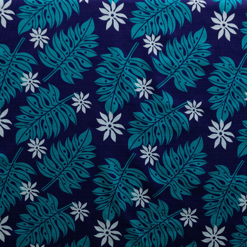 Tiare & Split Leaf Cotton Fabric | Light Barkcloth